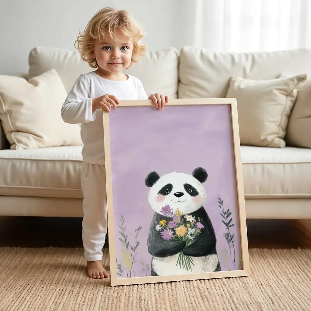 Tablou personalizat pentru camera copilului cu ursuleț – culori pastel