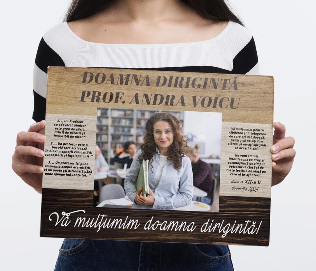 Tablou personalizat pentru dirigintă cu poză și mesaj – cadou emoționant absolvire clasă