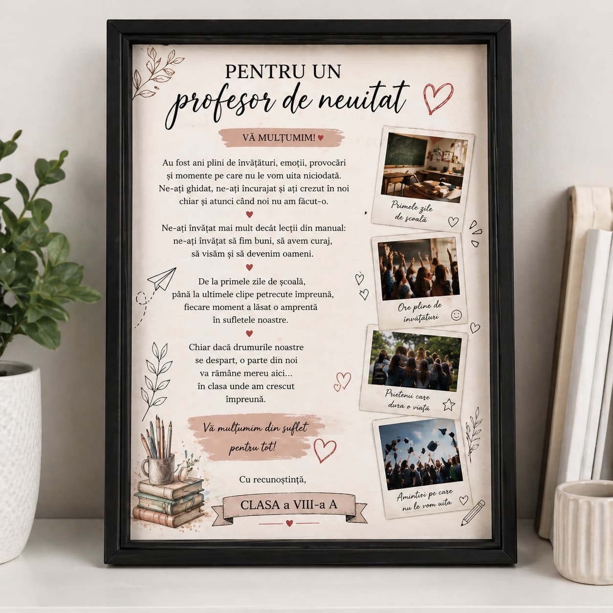 Tablou personalizat pentru profesor cu mesaj audio – cadou care vorbește și transmite emoția clasei