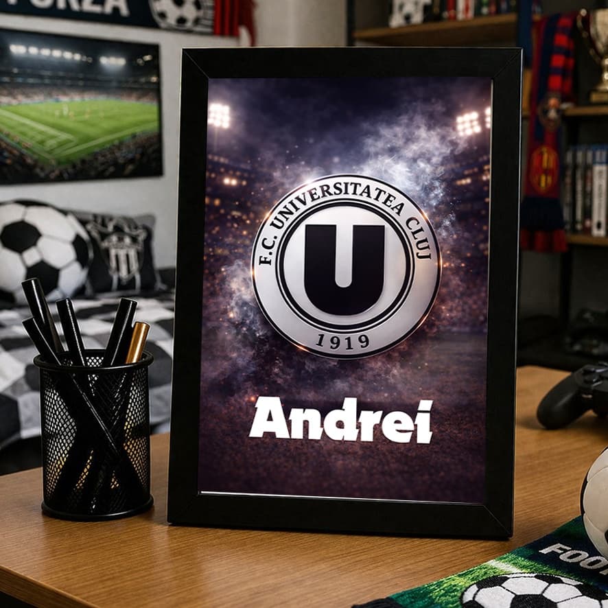 Tablou personalizat Universitatea Cluj cu nume – cadou pentru fanii „U” Cluj